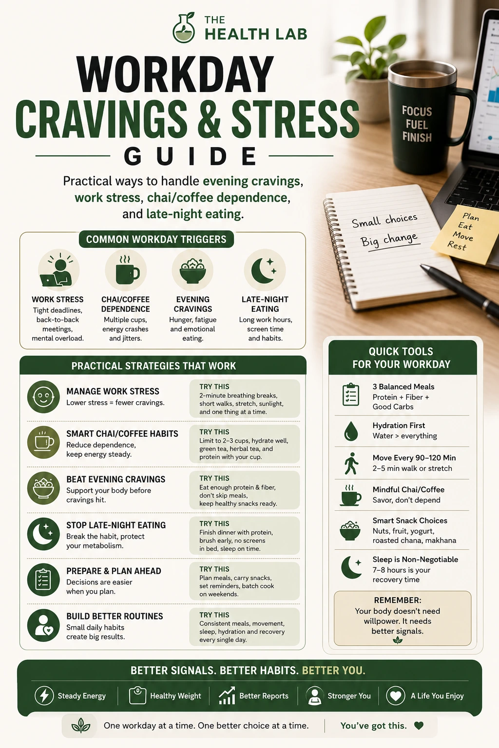 Workday Cravings and Stress Guide mockup