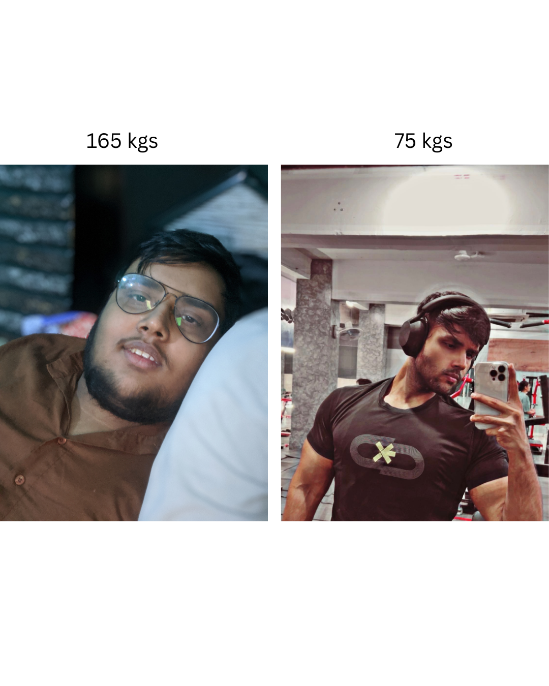 Aman transformation from 165 kg to 75 kg