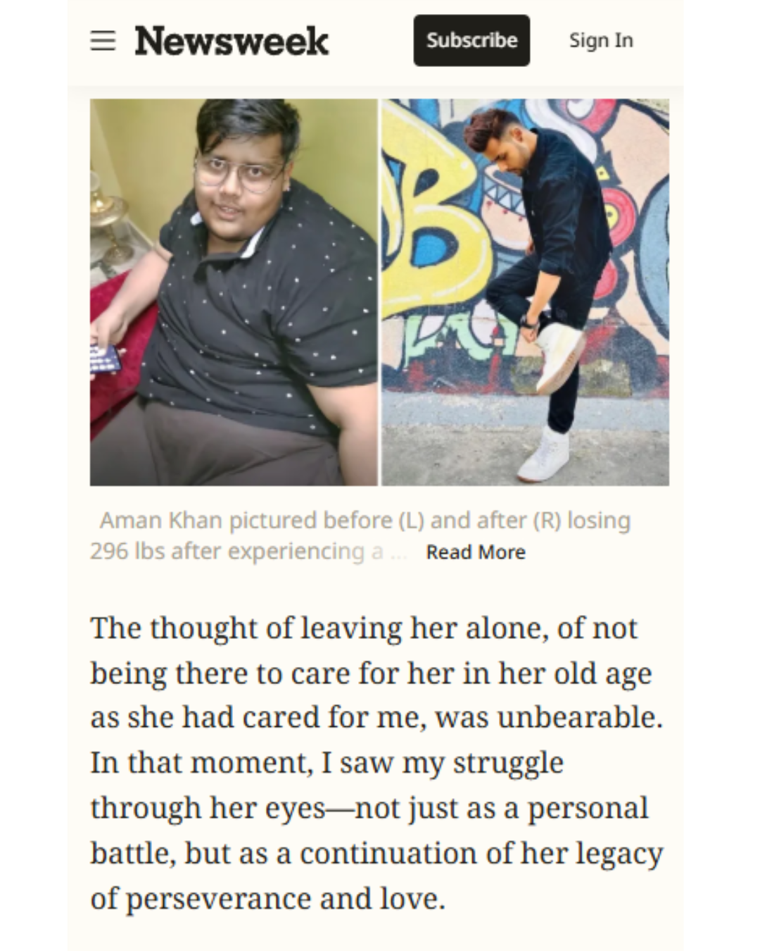 Newsweek published feature screenshot