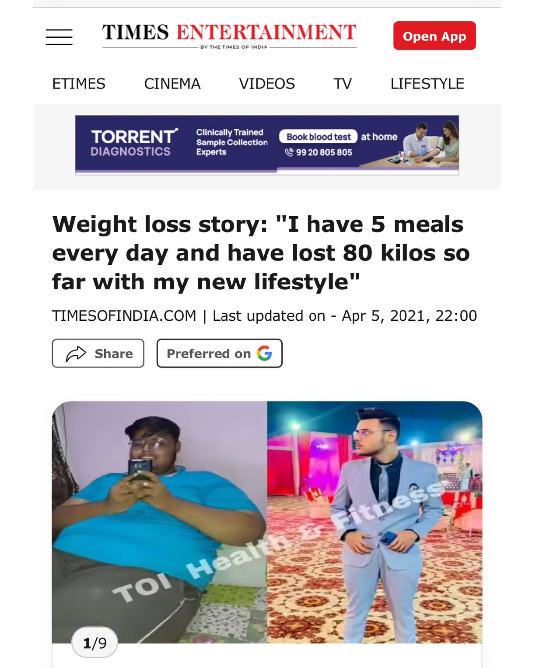 The Times of India published feature screenshot